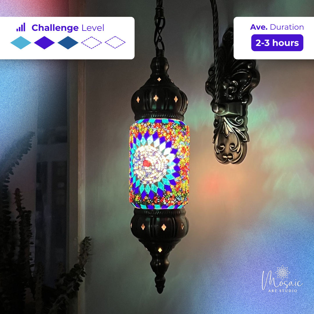 Experience the Magical Mixture of Blue and Purple in a Cylinder Mosaic Wall Sconce - Mosaic Art Studio US