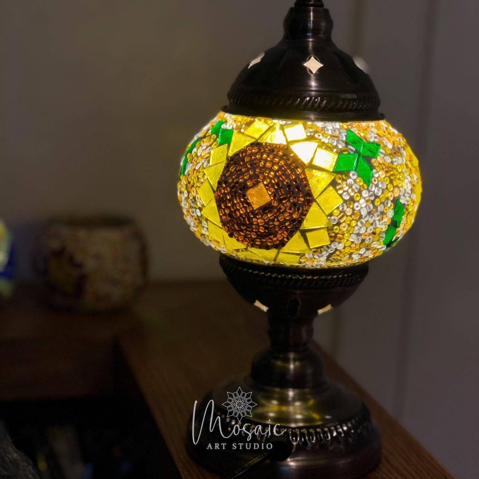 The Art of the Turkish Mosaic Lamp with Special Flowers Design - Mosaic Art Studio US