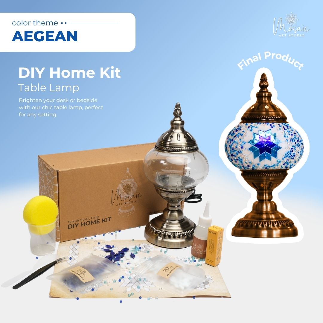 DIY Turkish Mosaic Lamp Kit – Aegean Color Theme