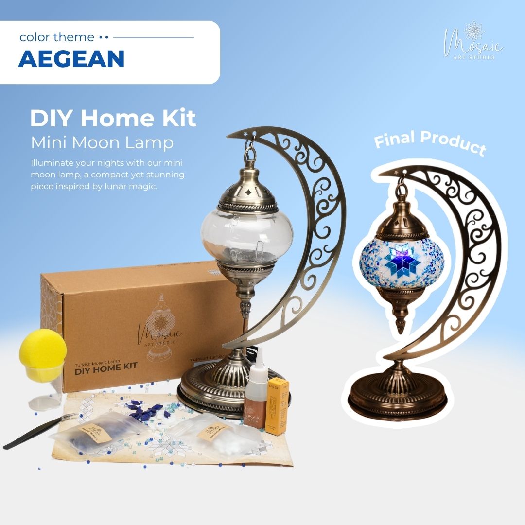 DIY Turkish Mosaic Lamp Kit – Aegean Color Theme