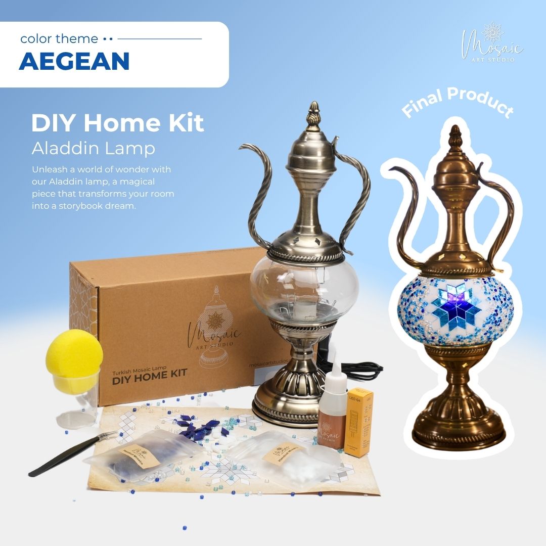 DIY Turkish Mosaic Lamp Kit – Aegean Color Theme
