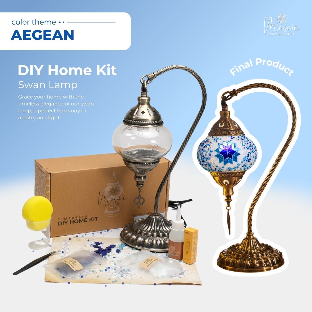 DIY Turkish Mosaic Lamp Kit – Aegean Color Theme