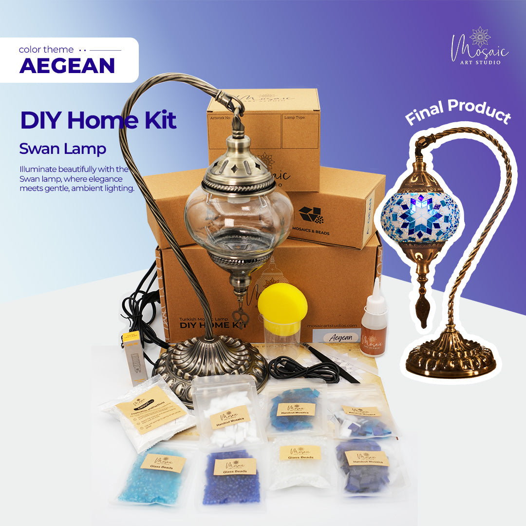 AEGEAN Color Theme Turkish Mosaic Lamp DIY Home Kit - Mosaic Art Studio US