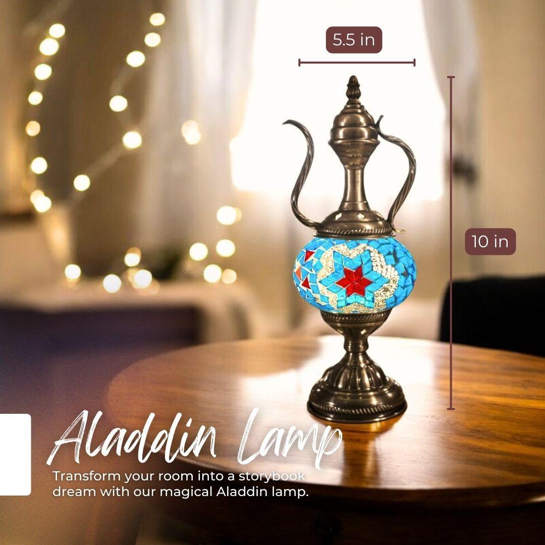 Handmade Mosaic Lamp - Red & Blue Star