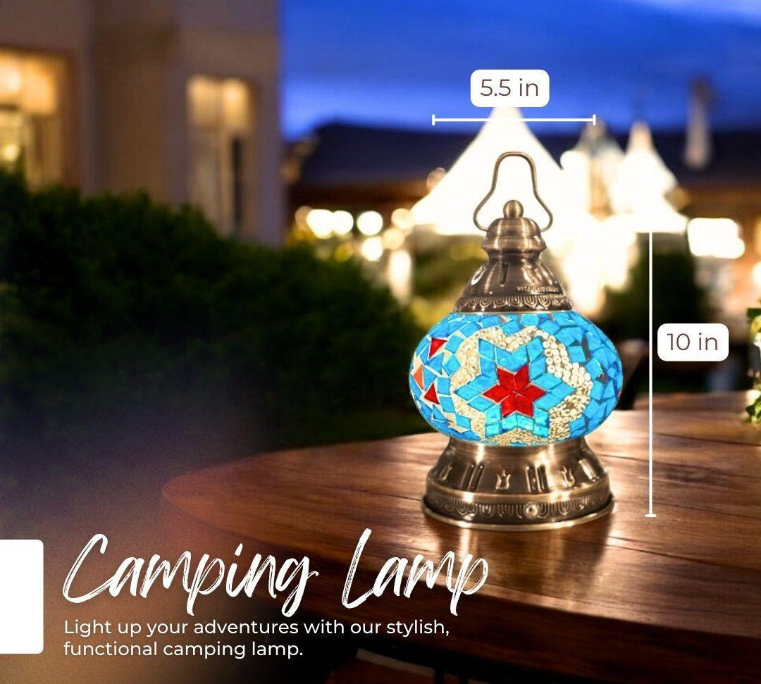 Handmade Mosaic Lamp - Red & Blue Star