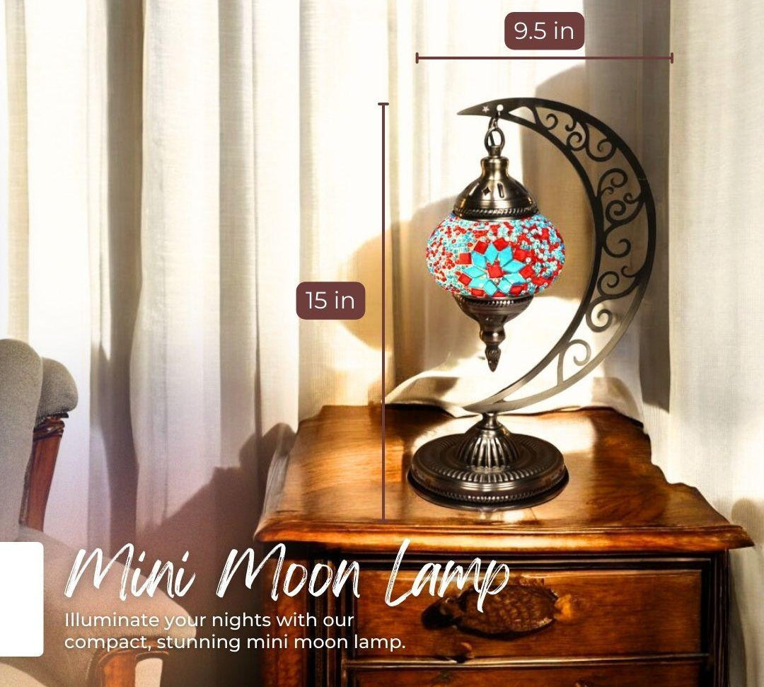 Handmade Mosaic Lamp - Red & Blue Blossoms