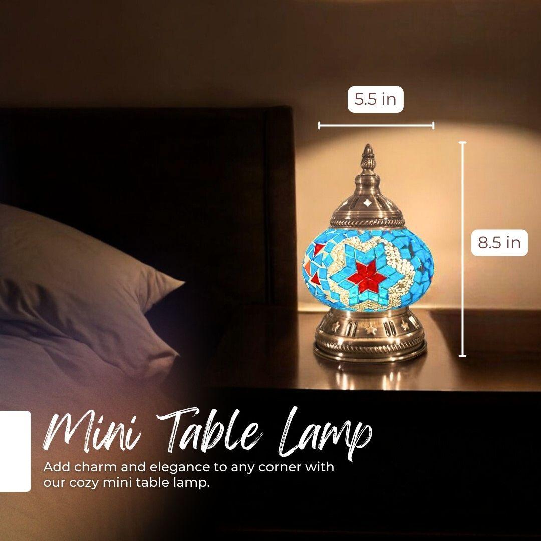 Handmade Mosaic Lamp - Red & Blue Star