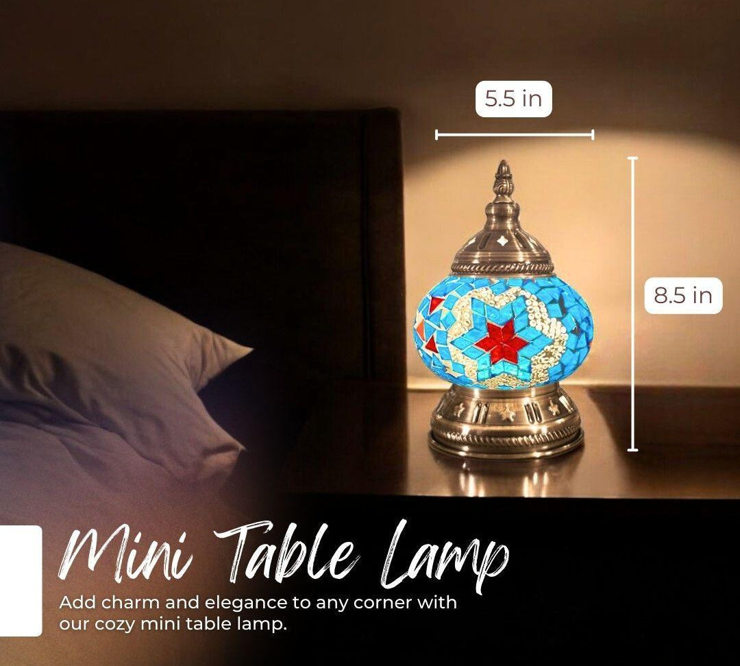 Handmade Mosaic Lamp - Red & Blue Star