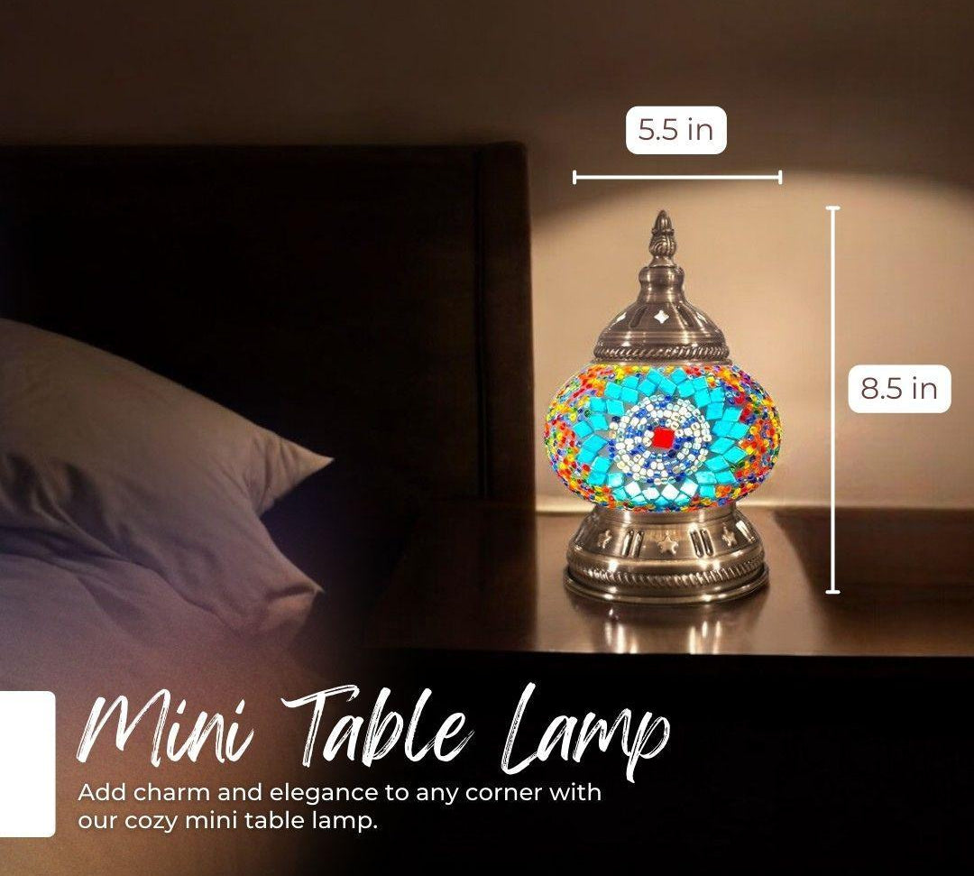 Handmade Mosaic Lamp - Sapphire Sunflower