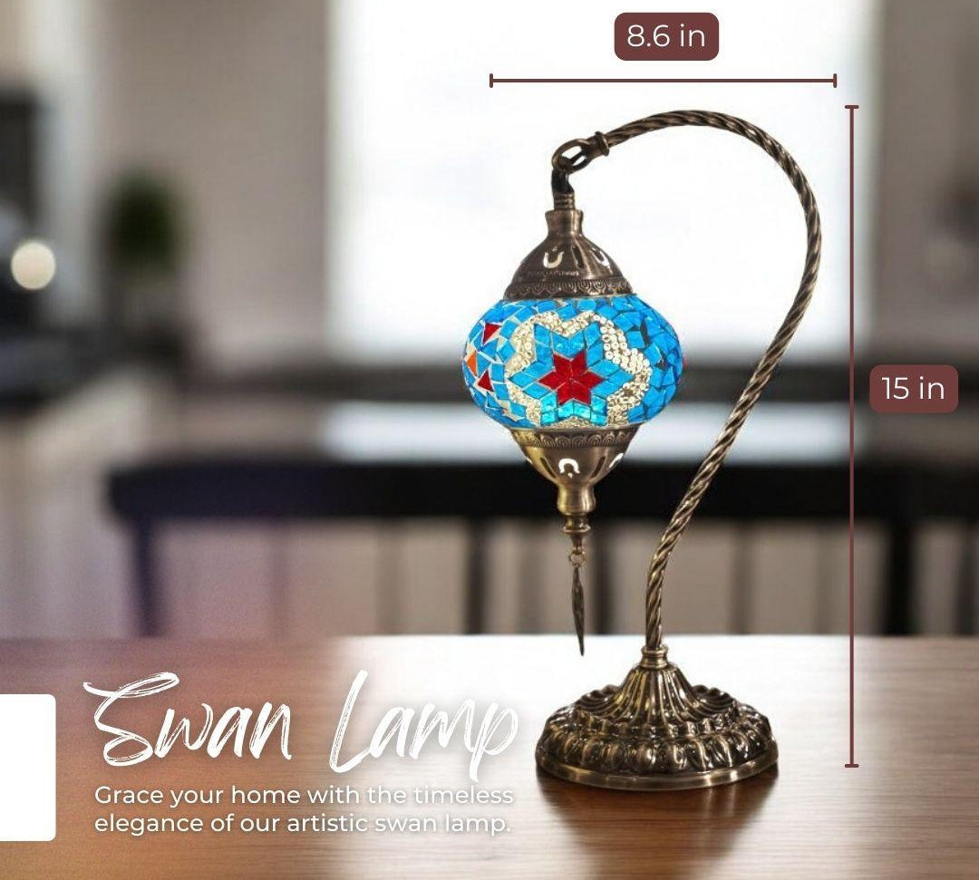 Handmade Mosaic Lamp - Red & Blue Star