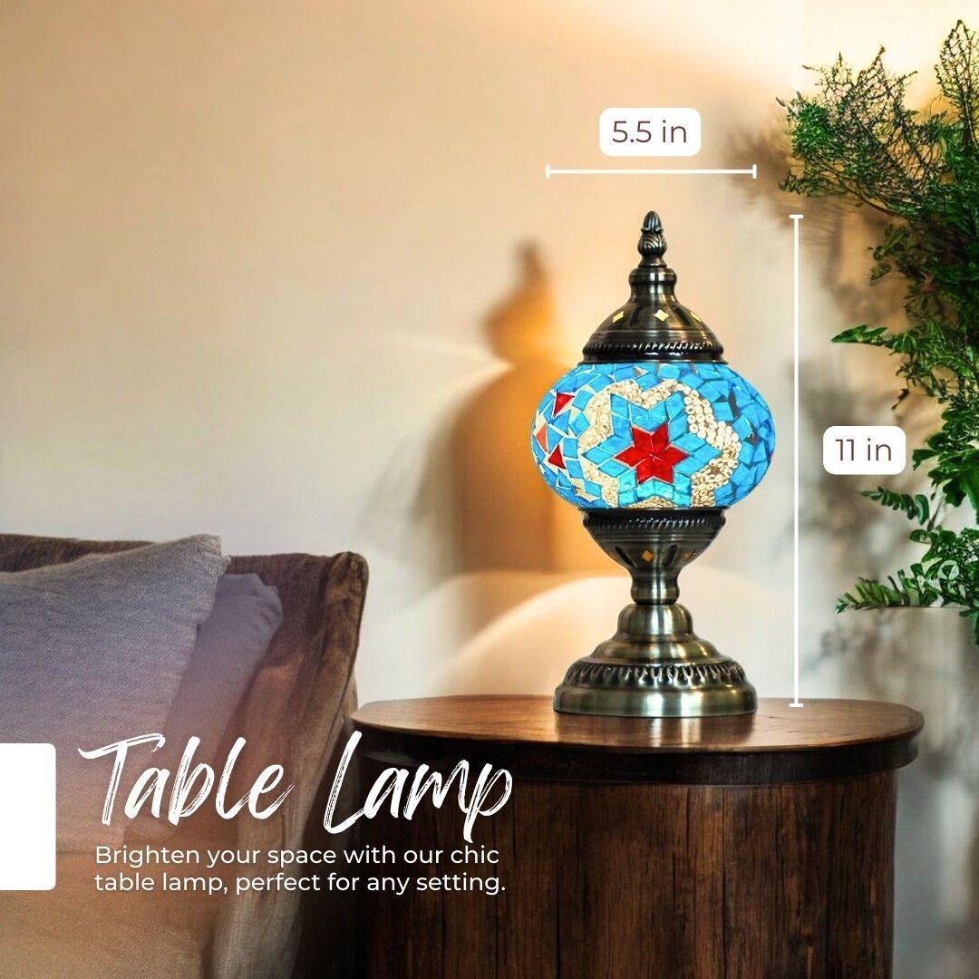 Handmade Mosaic Lamp - Red & Blue Star