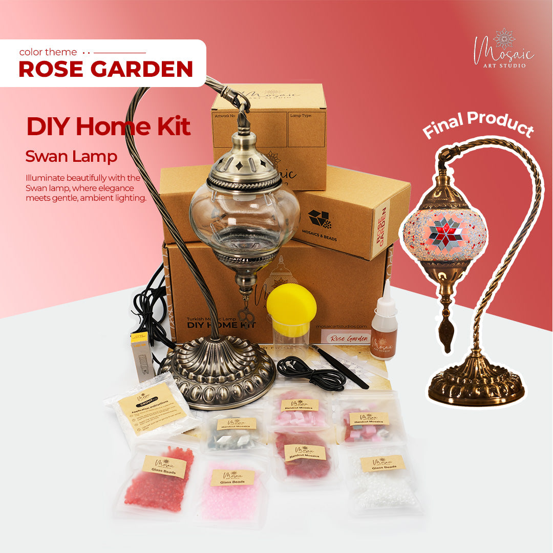 ROSE GARDEN Color Theme Turkish Mosaic Lamp DIY Home Kit - Mosaic Art Studio US