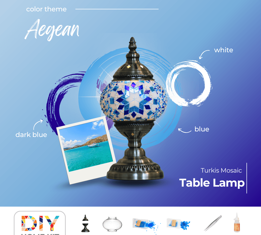 ”AEGEAN“ Turkish Mosaic Lamp DIY Home Kit - Mosaic Art Studio US