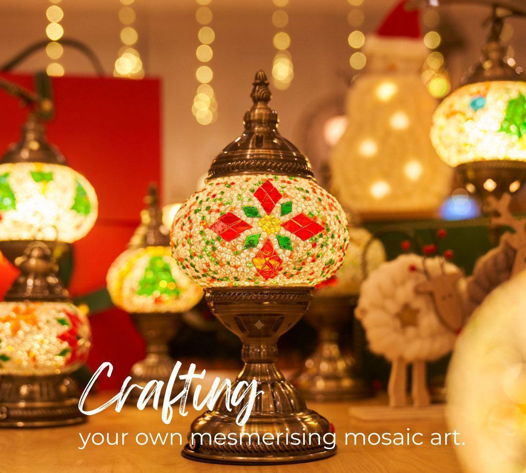 CHRISTMAS Theme Turkish Mosaic Lamp DIY Home - Mosaic Art Studio US