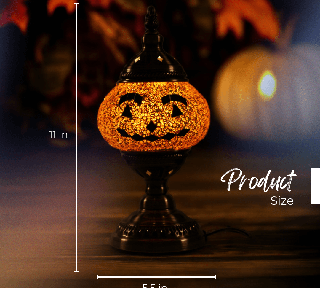 Halloween Cute Pumpkin Face Mosaic Lamp - Mosaic Art Studio US