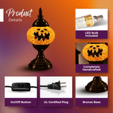 Halloween Spooky Pumpkin Face Mosaic Lamp - Mosaic Art Studio US