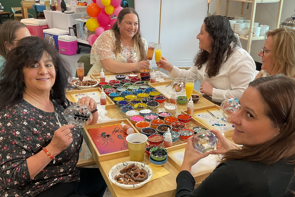 A private celebration with mosaic lamp making, balloons and drinks at the Voorhees, NJ studio