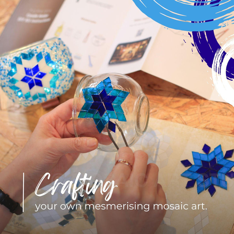 Mosaic Candle Holder DIY Home Kit "AEGEAN" - Mosaic Art Studio US