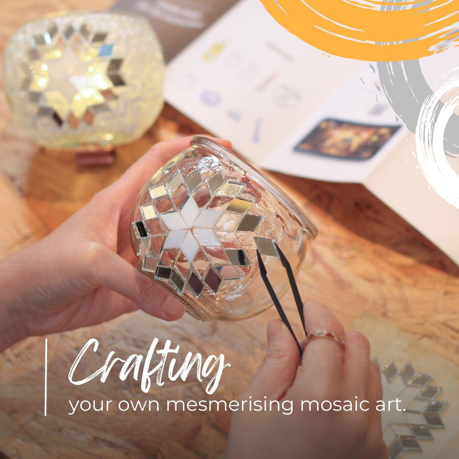 Mosaic Candle Holder DIY Home Kit "COTTON CASTLE" - Mosaic Art Studio US