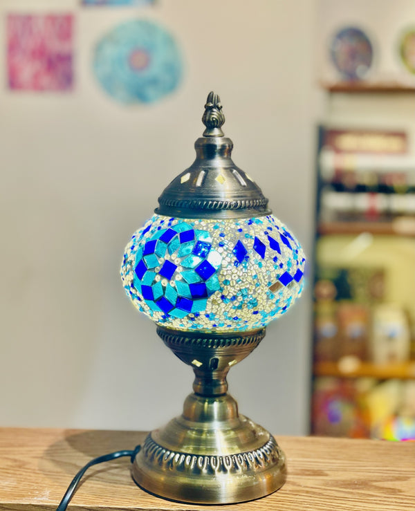 Cobalt and sky-blue confetti. Handmade with love at a Mosaic Art Studio workshop.