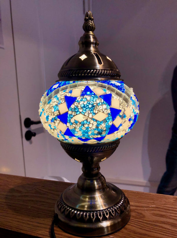 Cobalt star on frosted white. Handmade with love at a Mosaic Art Studio workshop.