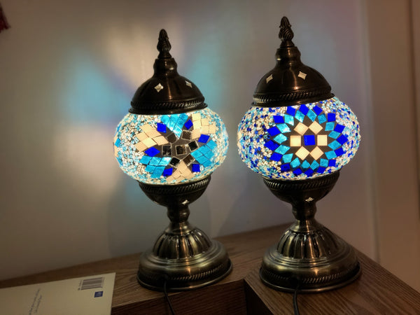 Cobalt stars on white and sky blue. Handmade with love at a Mosaic Art Studio workshop.