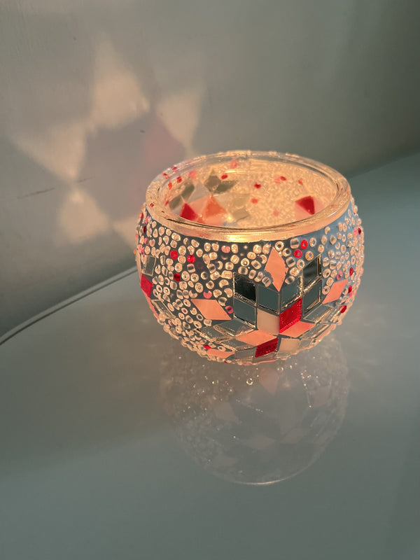 Coral star with jet diamonds. Handmade with love at a Mosaic Art Studio workshop.