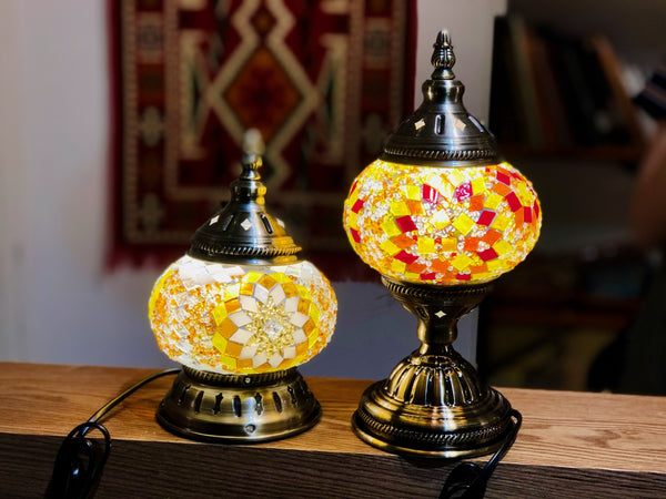 Lemon and marigold sunbursts. Handmade with love at a Mosaic Art Studio workshop.
