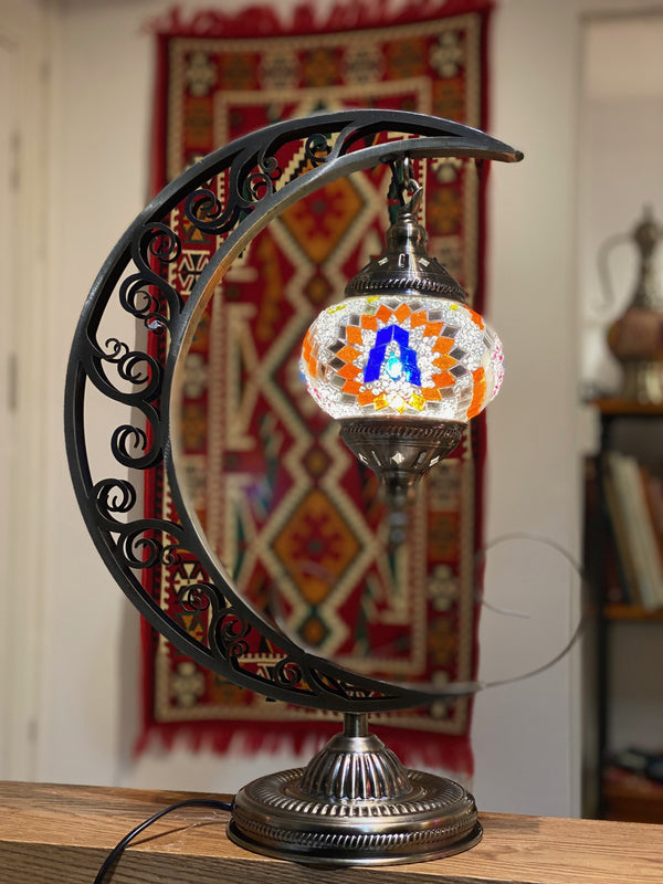 Monogram A in cobalt and orange. Handmade with love at a Mosaic Art Studio workshop.