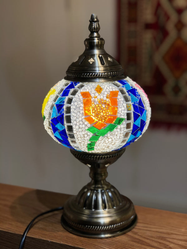 Orange tulip framed in cobalt. Handmade with love at a Mosaic Art Studio workshop.