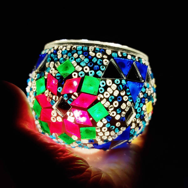 Pink and emerald diamonds. Handmade with love at a Mosaic Art Studio workshop.