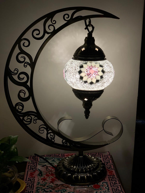 Pink star on frosted white. Handmade with love at a Mosaic Art Studio workshop.