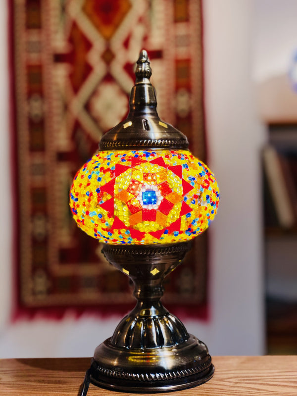 Red and gold medallion. Handmade with love at a Mosaic Art Studio workshop.