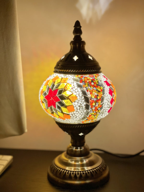Red star with orange beads. Handmade with love at a Mosaic Art Studio workshop.