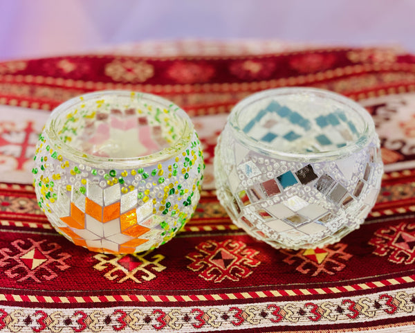Tangerine star and clear mirror glass. Handmade with love at a Mosaic Art Studio workshop.