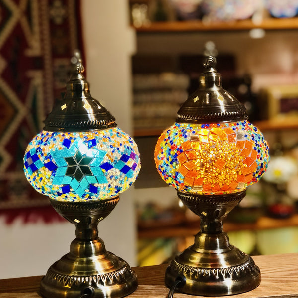 Teal star and tangerine sunburst. Handmade with love at a Mosaic Art Studio workshop.