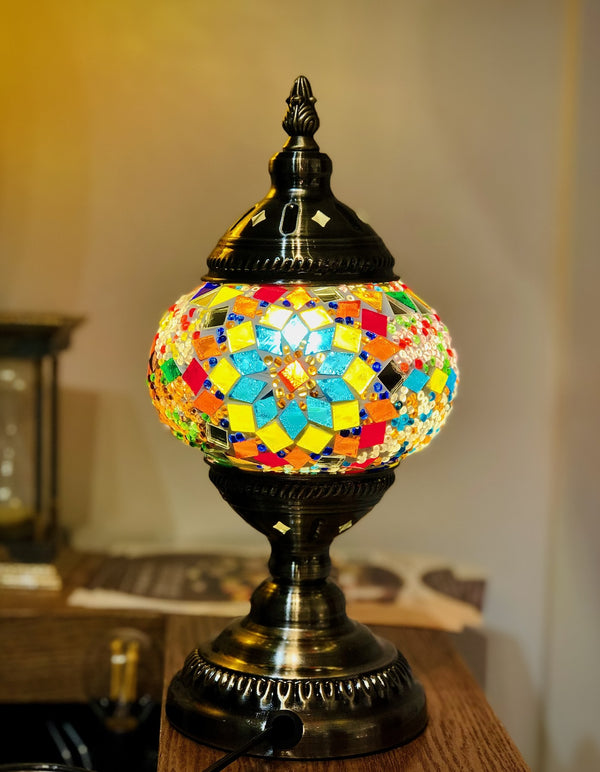 Turquoise and gold kaleidoscope. Handmade with love at a Mosaic Art Studio workshop.