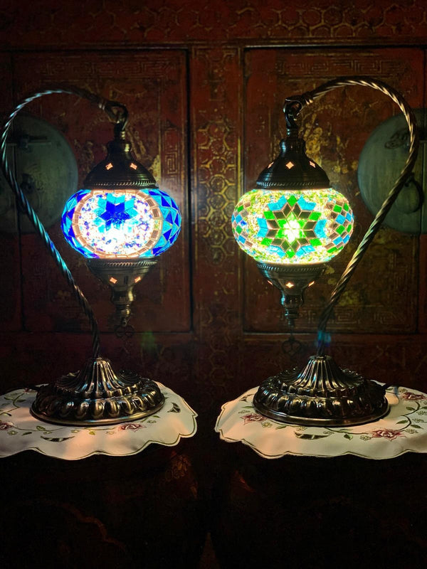 Twin stars in sapphire and emerald. Handmade with love at a Mosaic Art Studio workshop.