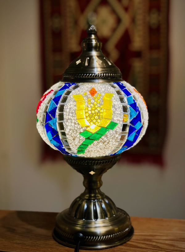 Yellow tulip framed in cobalt. Handmade with love at a Mosaic Art Studio workshop.