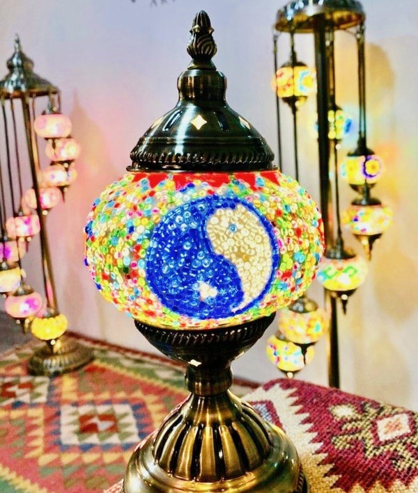 Yin-yang in cobalt and confetti. Handmade with love at a Mosaic Art Studio workshop.