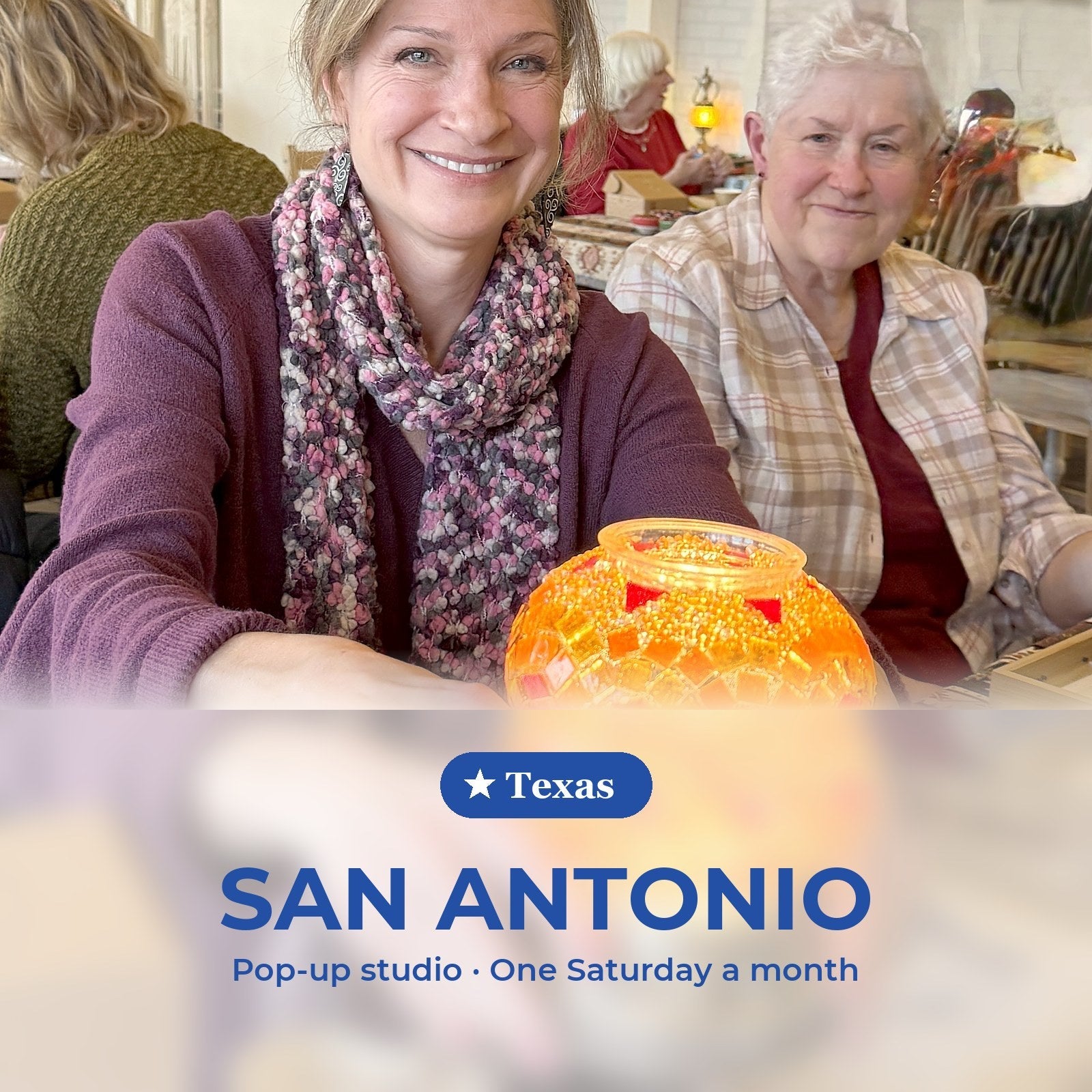 Turkish mosaic lamp workshop, Texas pop-up studio in San Antonio