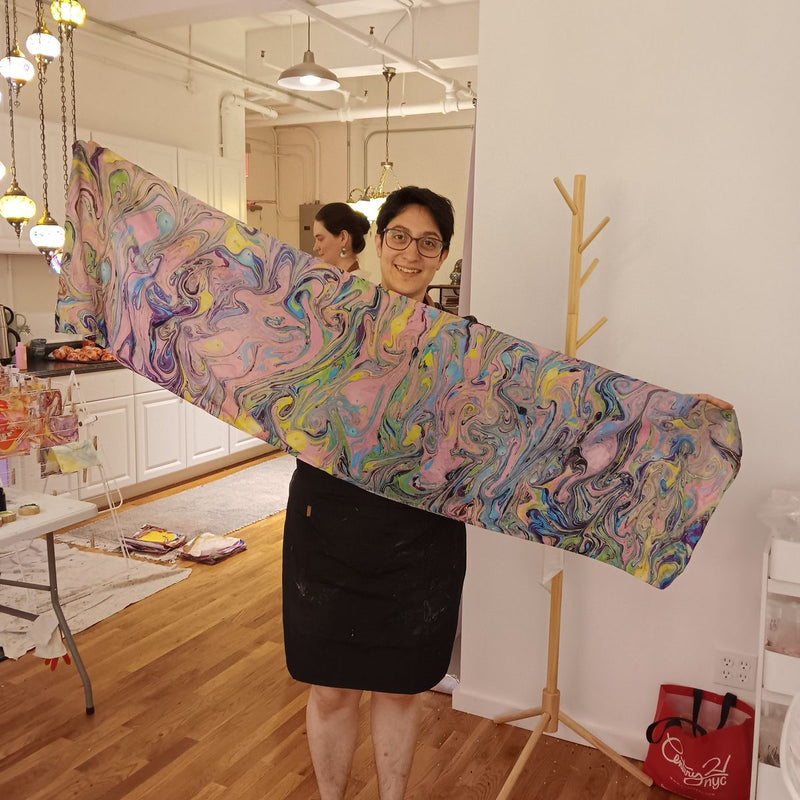 Guests making mosaic lamps at Mosaic Art Studio