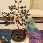Finished beaded wire tree sculpture made at the Wire Tree Art Workshop in King of Prussia, PA