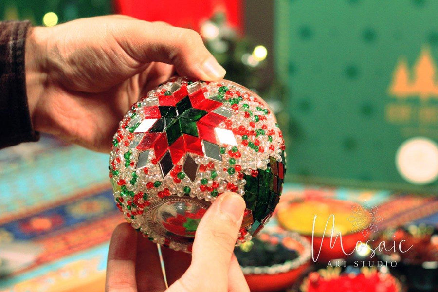 "Christmas" Mosaic Candle Holder DIY Home Kit - Mosaic Art Studio US